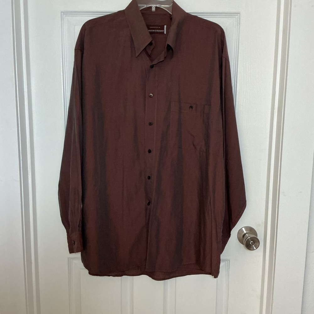 Johnston & Murphy  100% Tercel Chocolate Button Front Shirt